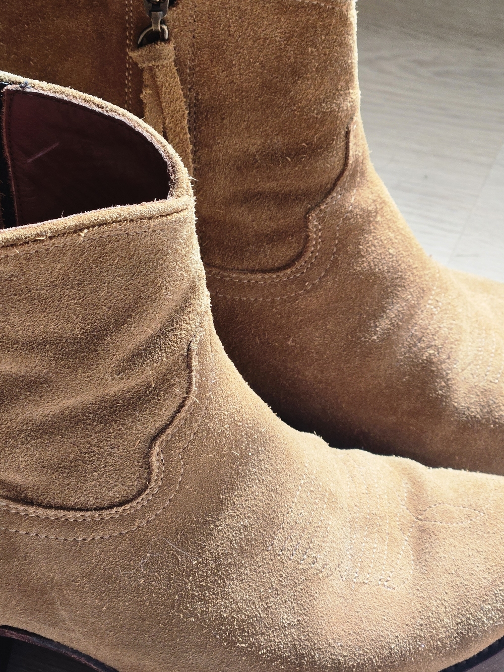 Tecovas Tan Suede Western Ankle Boots Size 8